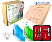 Survival Suture Practice Kit - Complete Suture Practice Kit for Suture Training, including Large Silicone Suture Pad with pre-cut wounds and suture tool kit (25 pieces). Suture Knots and Techniques Instructions included.
